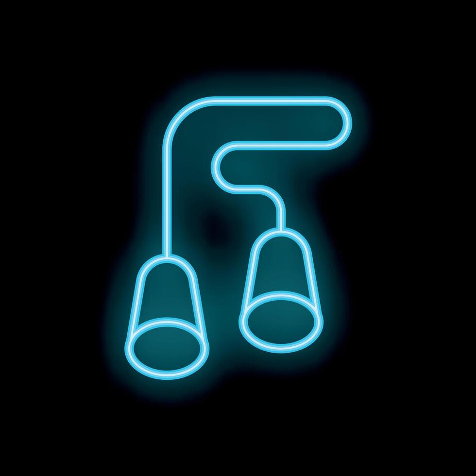 Two ceiling lamps with blue neon light effect on black background vector