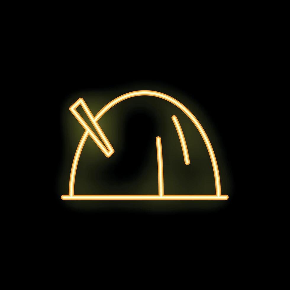 Glowing neon icon of observatory dome with telescope observing space vector