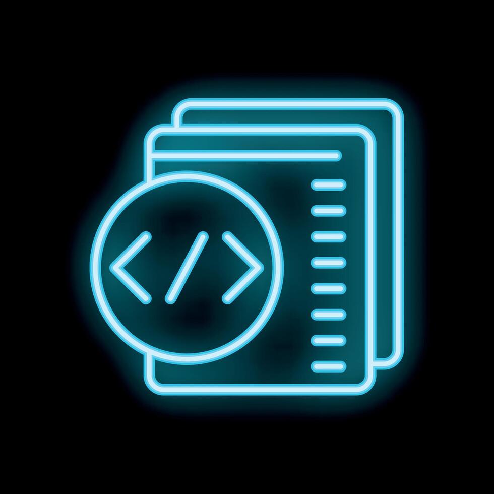 Neon icon of programming code file showing software development vector