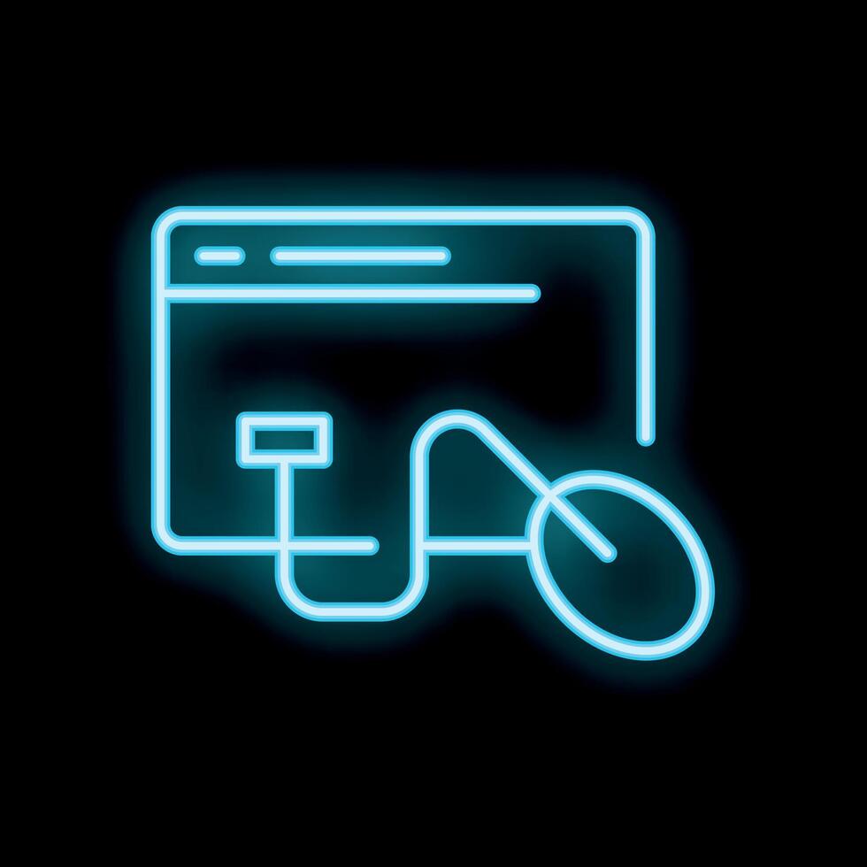 Neon computer mouse connecting to website interface vector