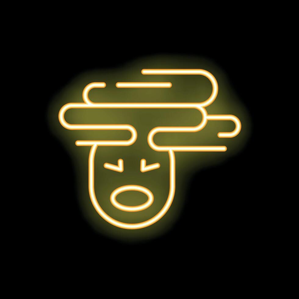 Neon icon of a face experiencing stress and anxiety vector