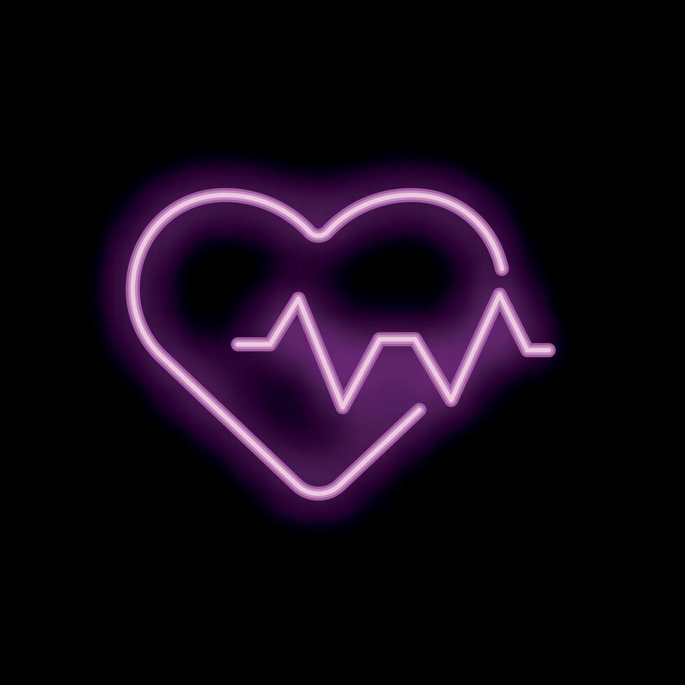 Neon heartbeat showing love and healthcare vector