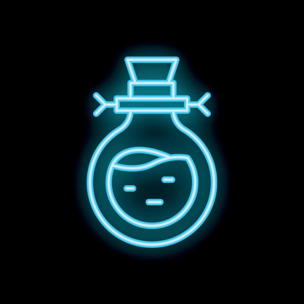 Neon potion bottle glowing on dark background vector