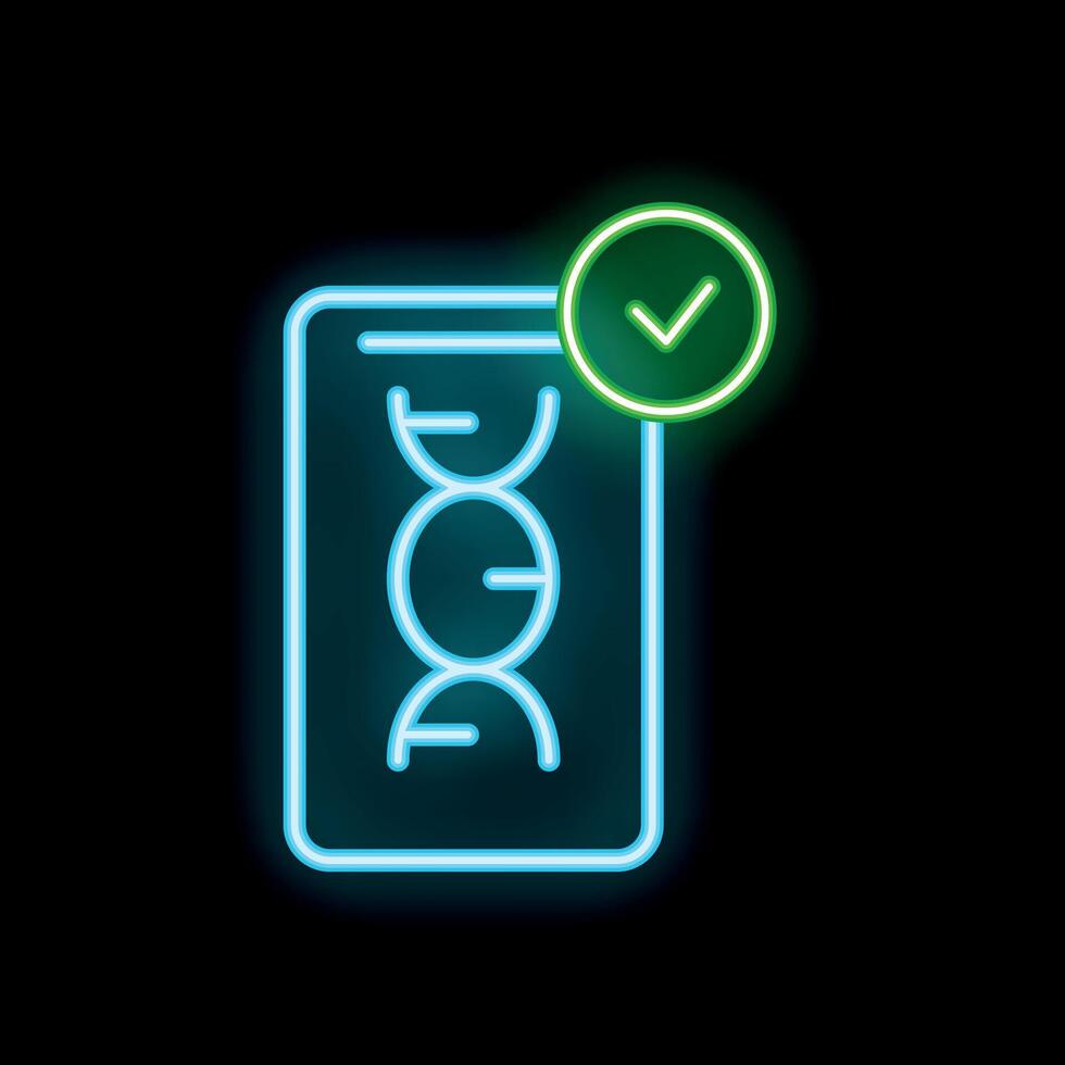 Neon icon of dna testing result showing success status vector
