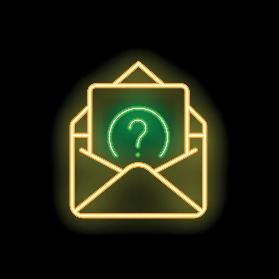Neon letter with a question mark glowing on a black background vector