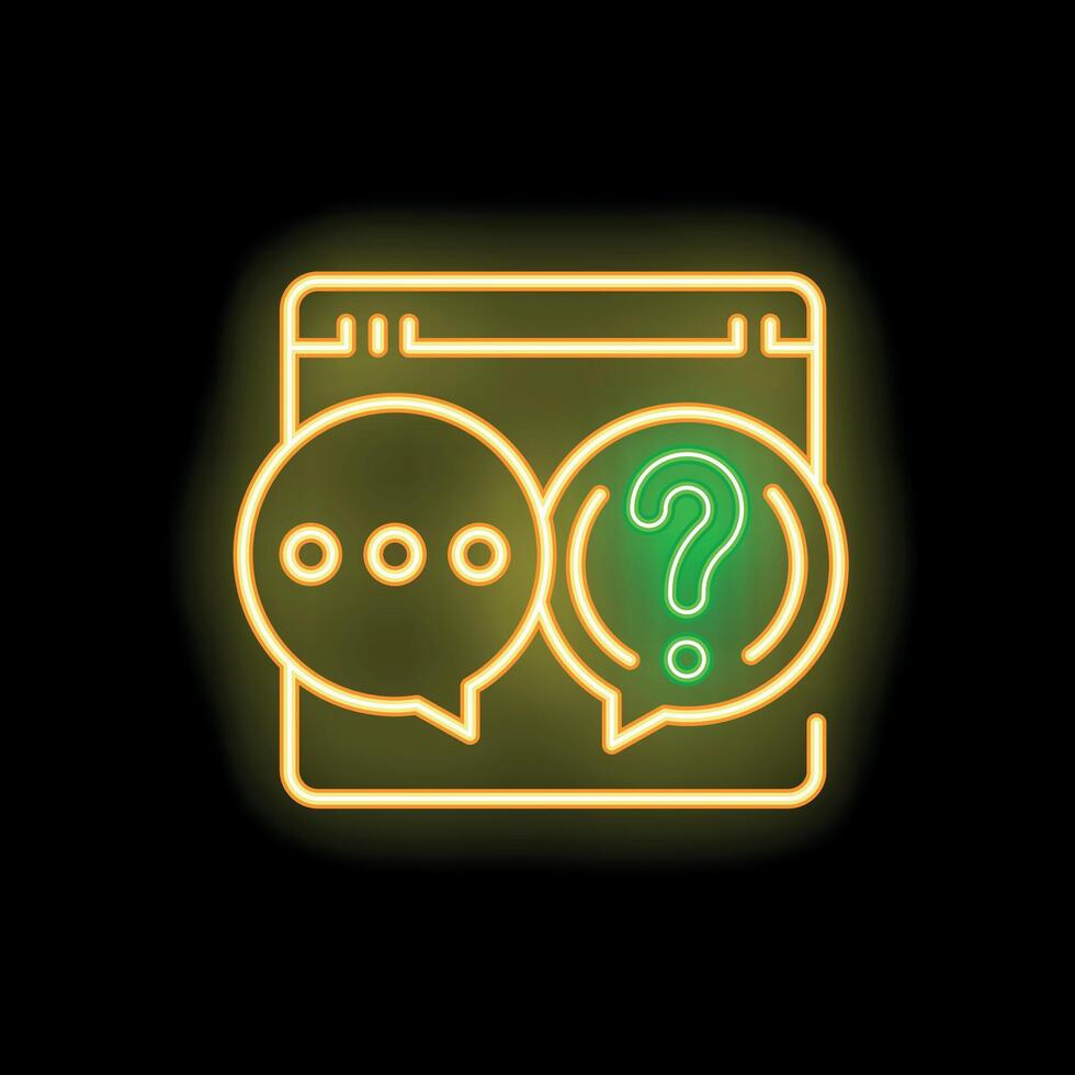 Neon icon of online support chat with question mark vector