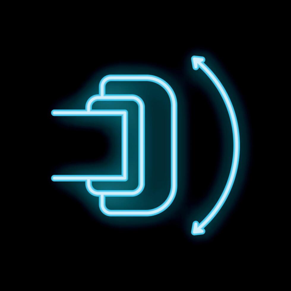 Neon icon of wrist rotation exercise showing range of motion vector