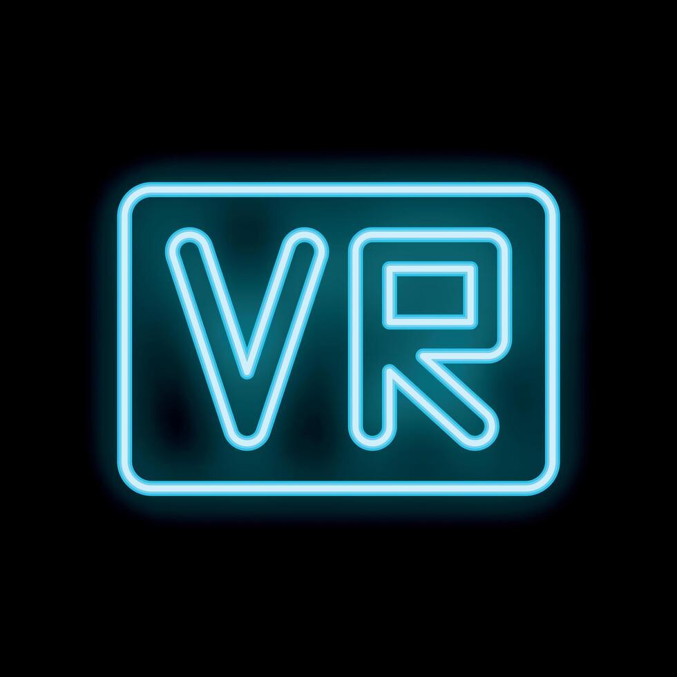 Vr neon sign glowing on black background vector