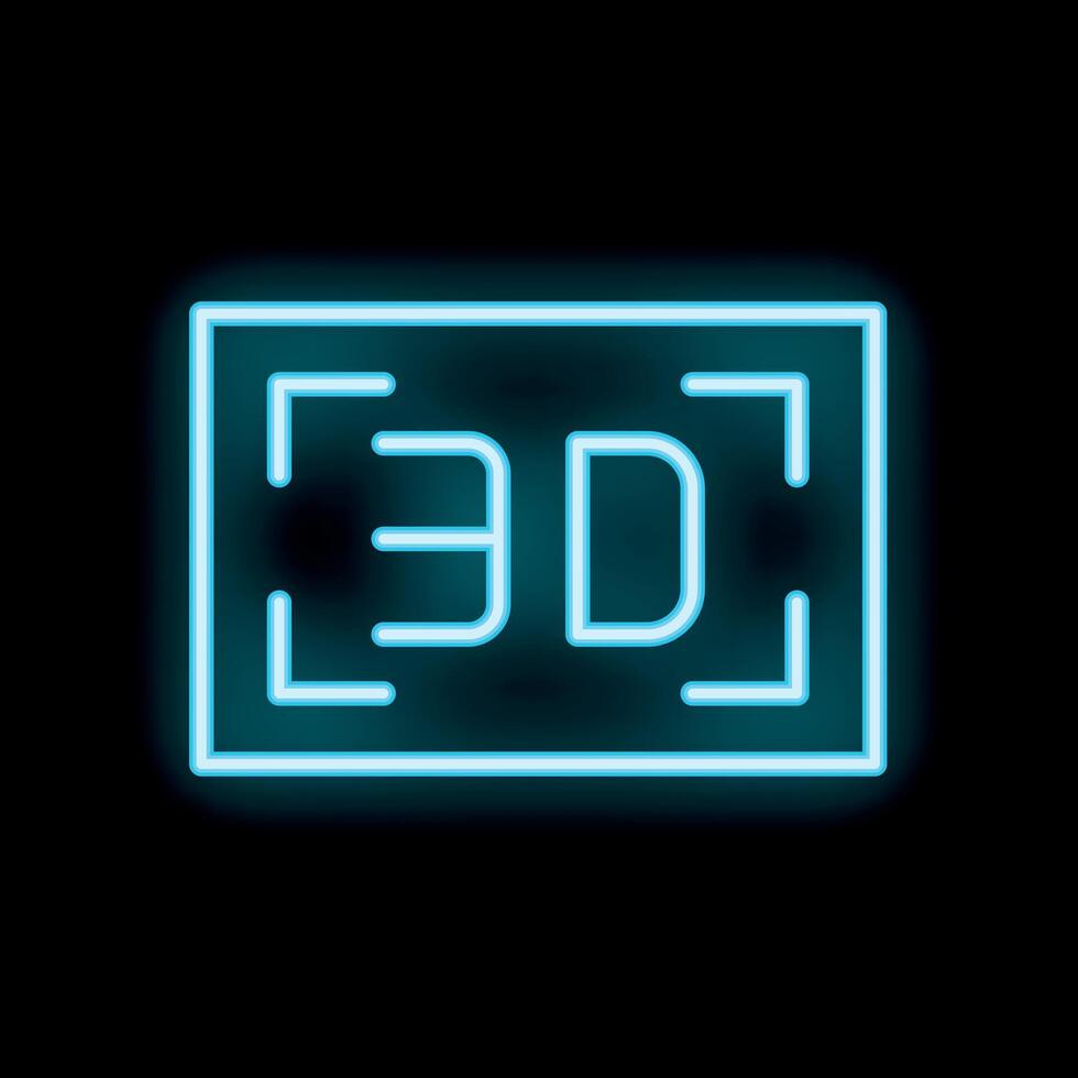 Blue neon 3d icon glowing in the dark vector