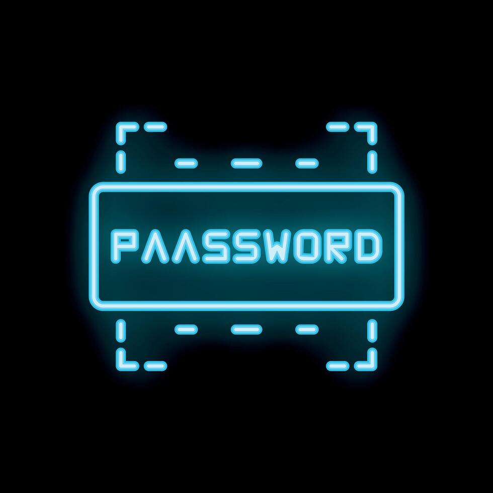 Neon password field glowing on black background vector