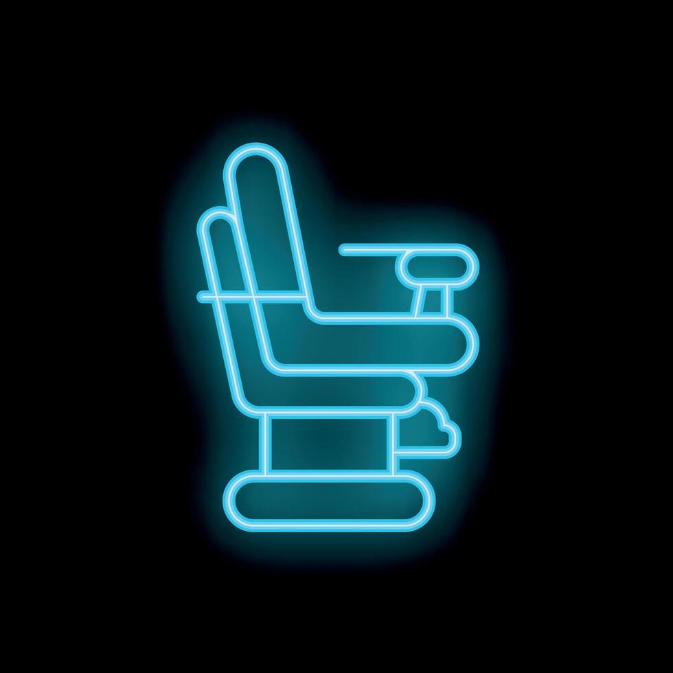 Glowing neon icon of captain's bridge seat on black background vector