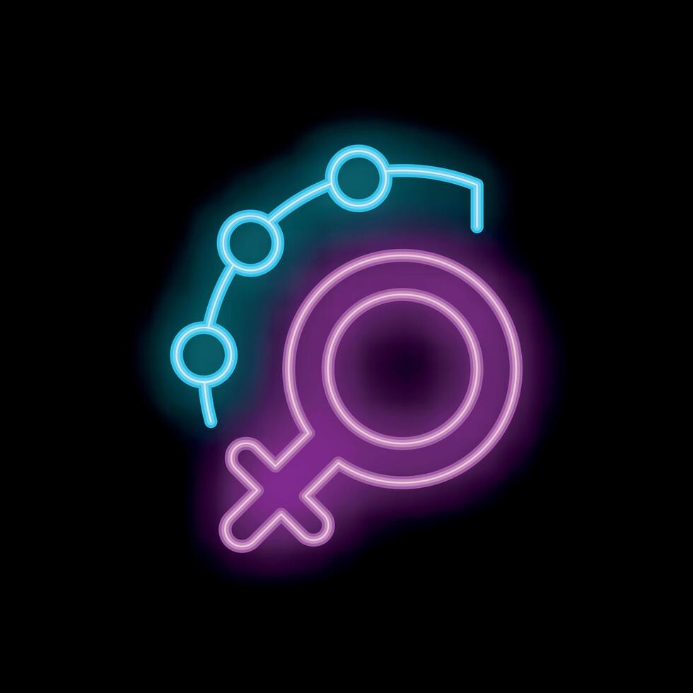 Neon female symbol with connected dots representing social network vector