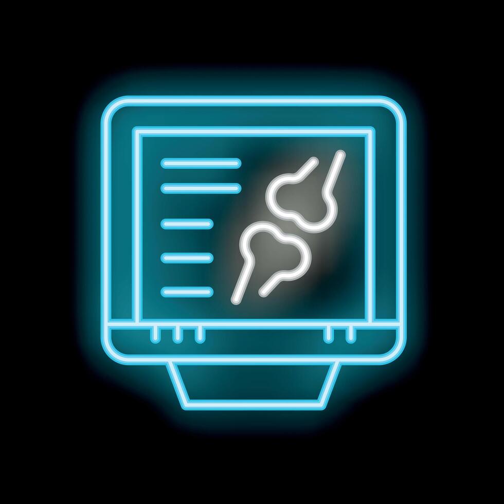 Neon icon of x ray image displaying spine on monitor screen vector