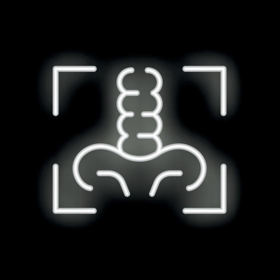 Neon sign showing x ray of pelvis bones on black background vector