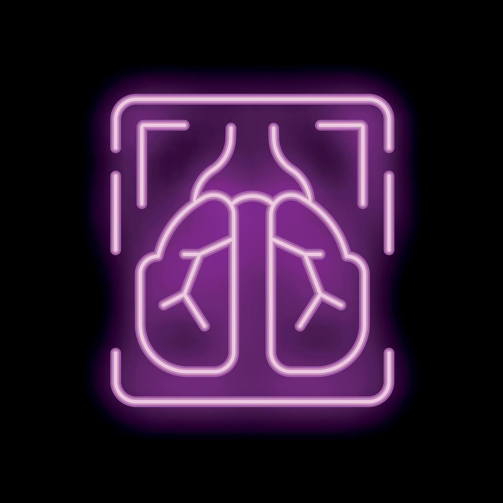 Neon icon of lungs x ray for healthcare apps and websites vector
