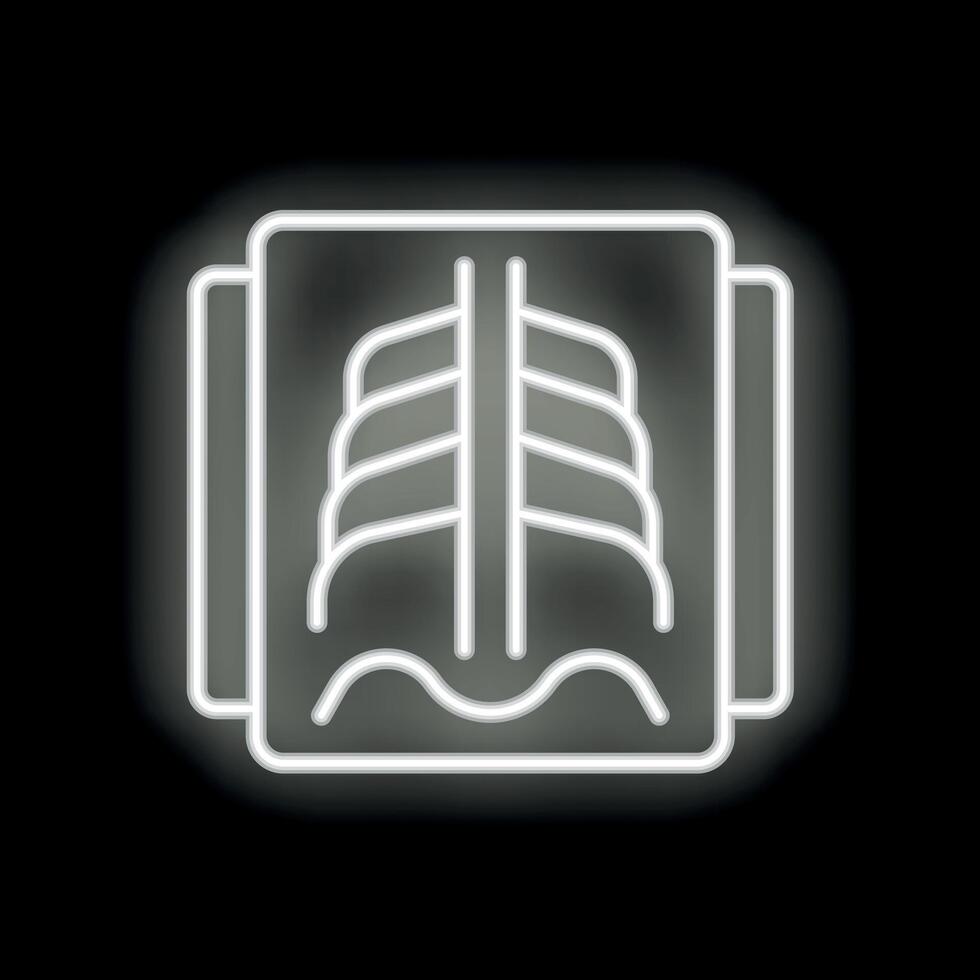 Neon x ray icon glowing on dark background vector