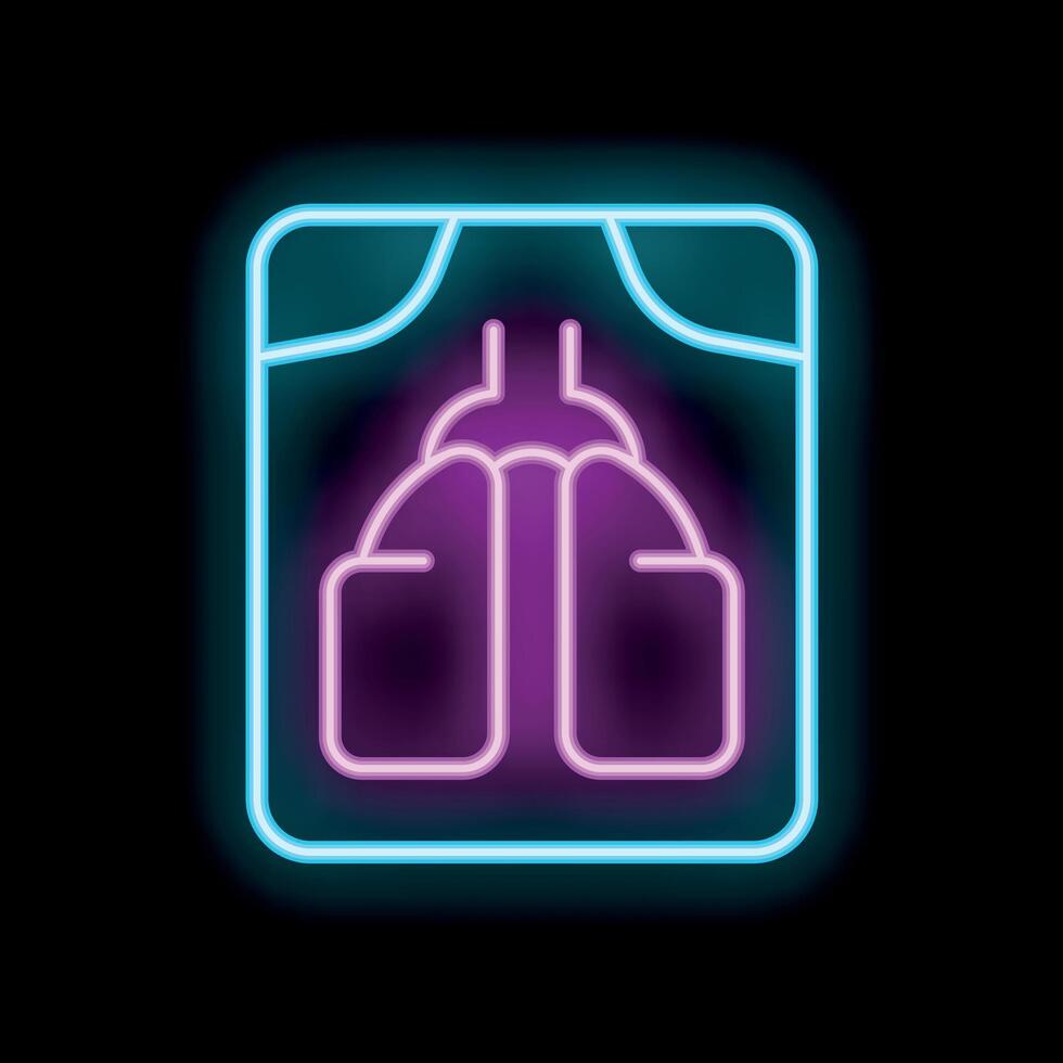 Neon icon of chest x ray showing healthy lungs vector