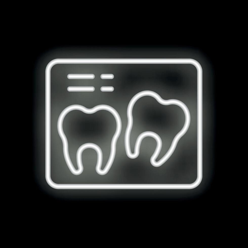 Neon icon of dental x ray showing two teeth vector