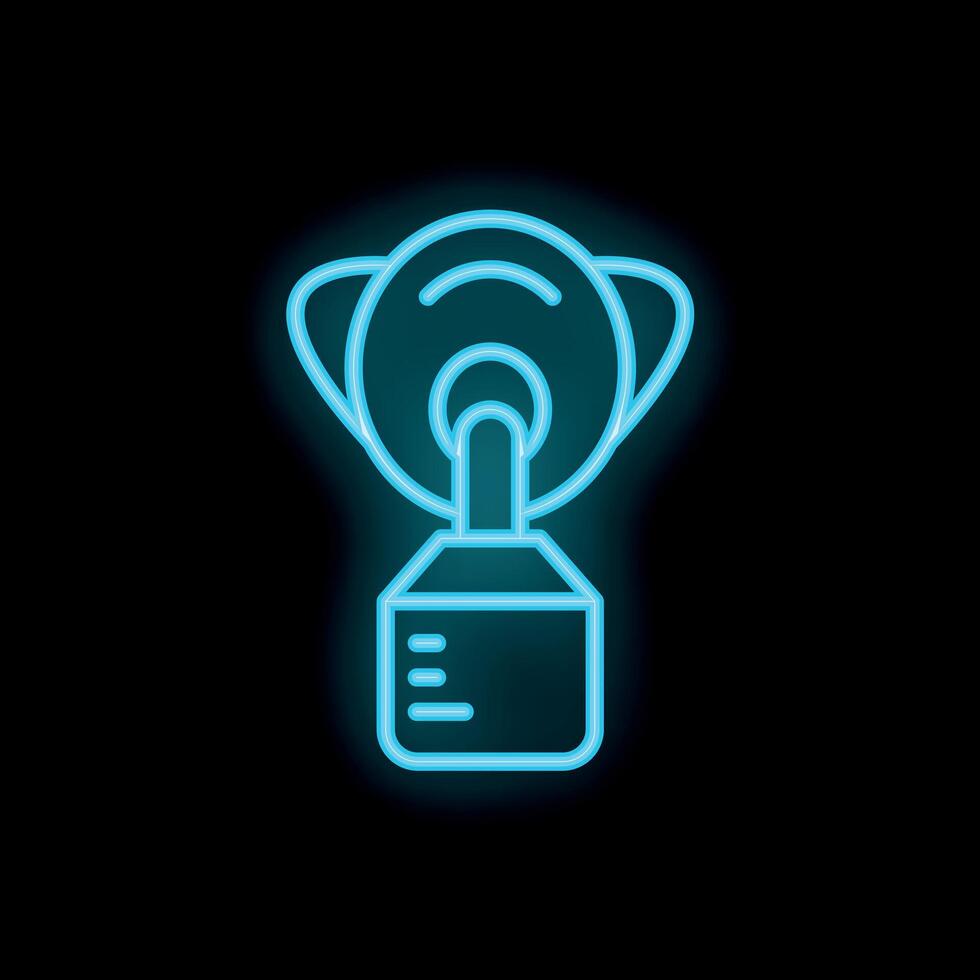 Neon icon of a cpap machine for sleep apnea therapy vector