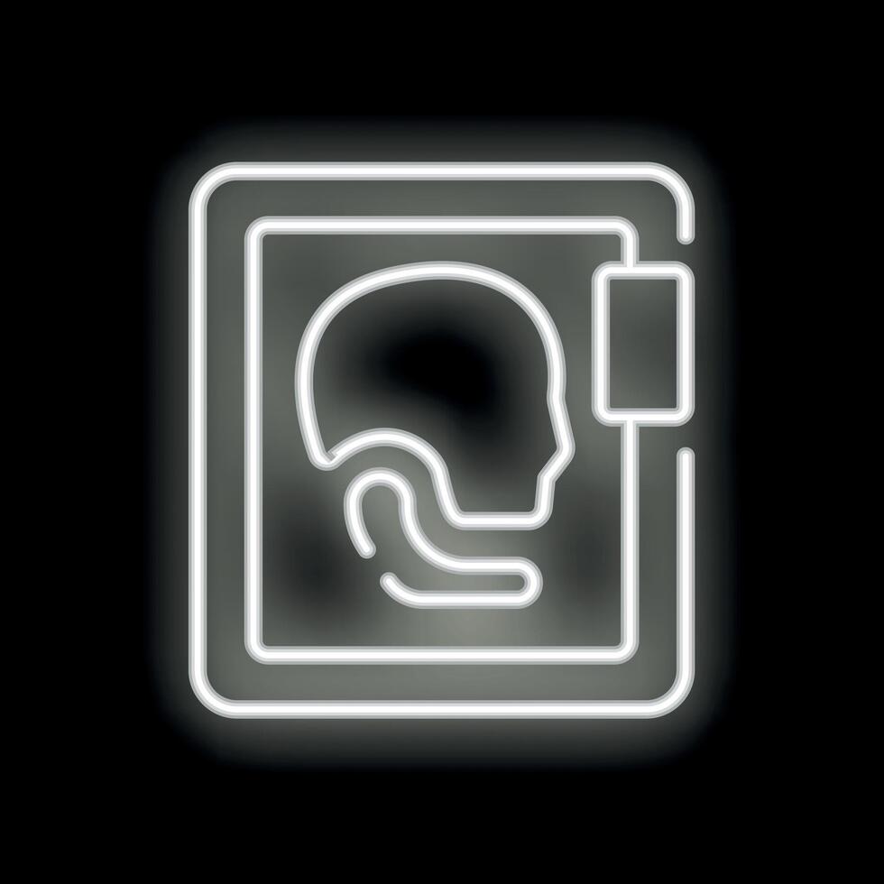 Neon sign representing medical imaging with x ray of head vector