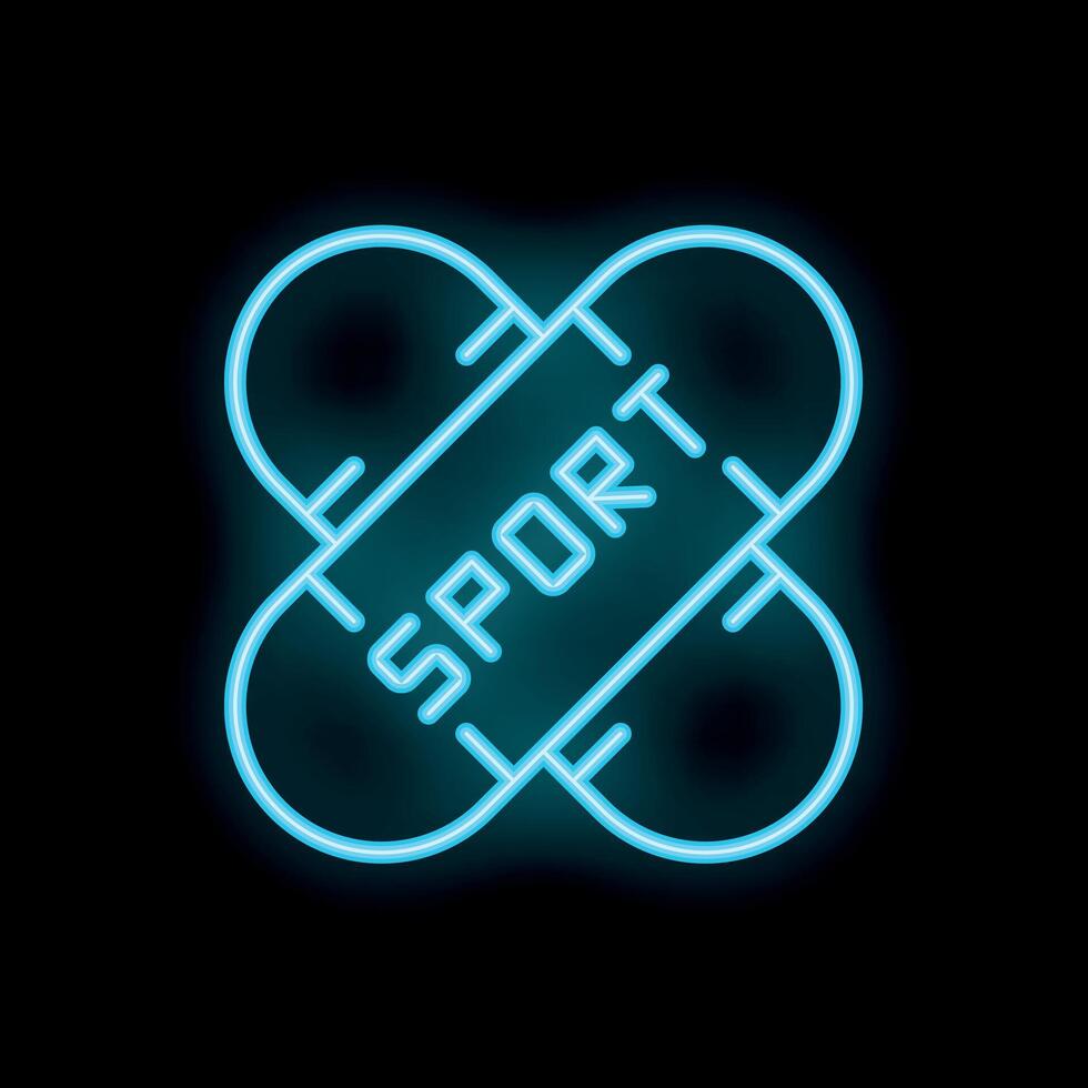 Sport neon sign with four bandages forming a cross on black background vector