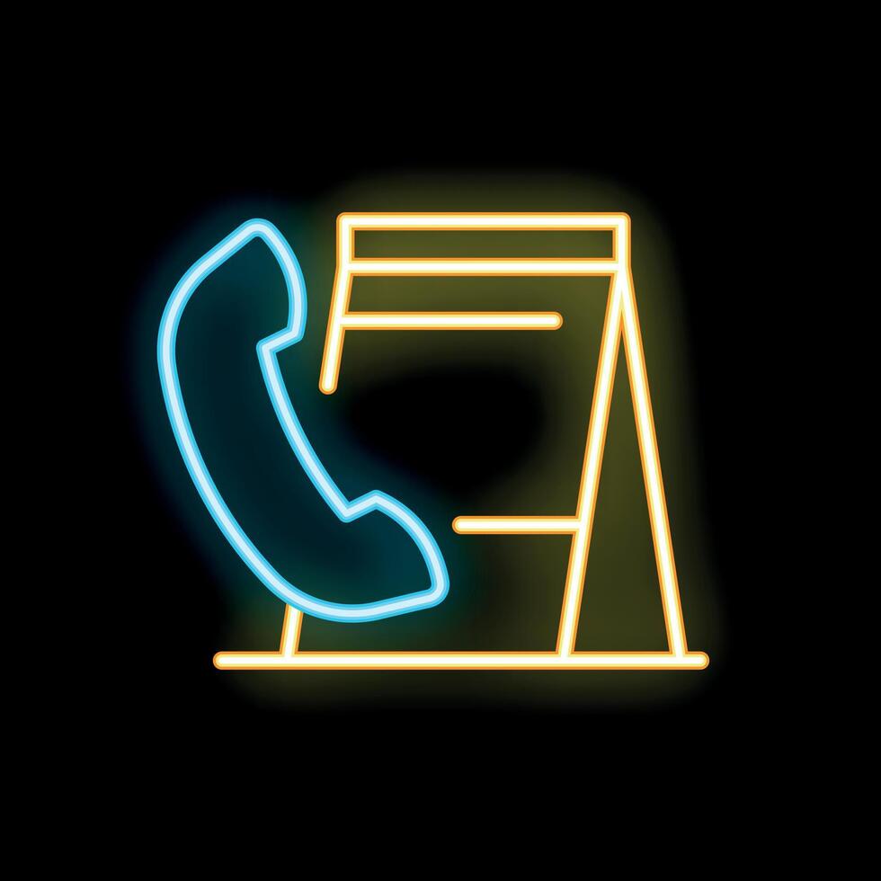 Neon icon of phone booth glowing on black background vector