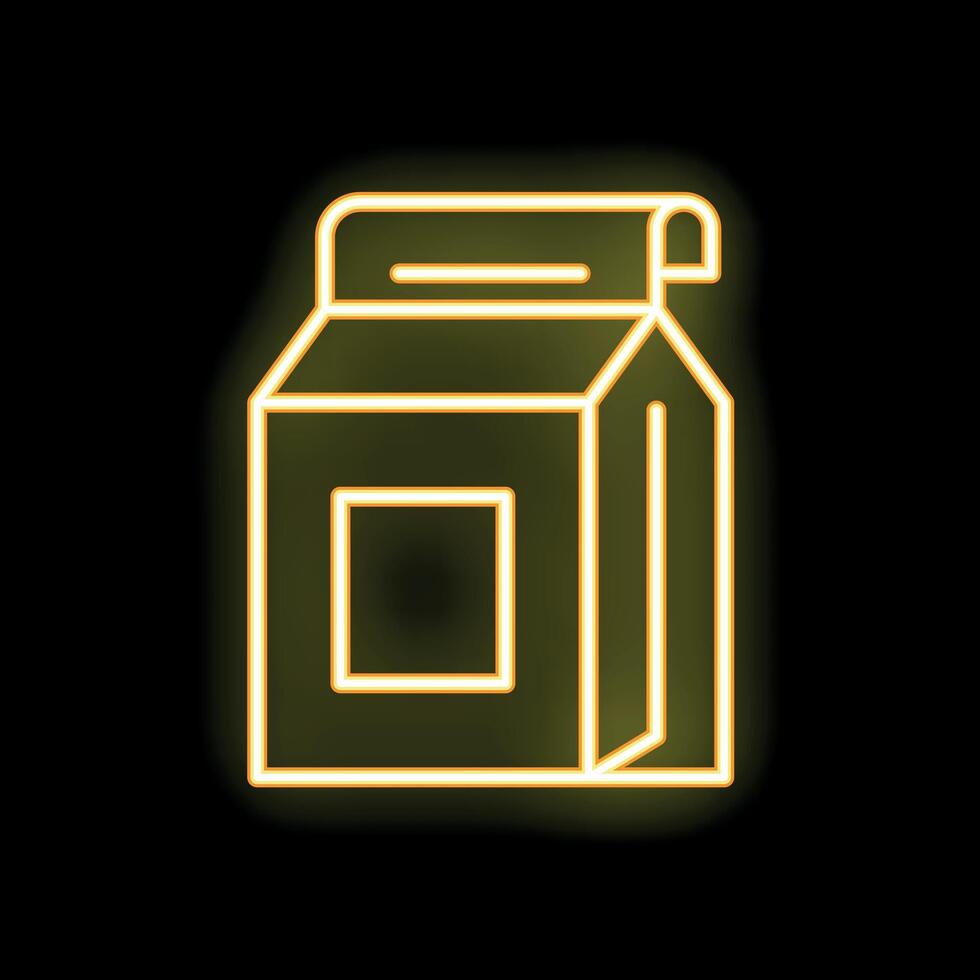 Glowing neon line milk or juice carton on a black background vector