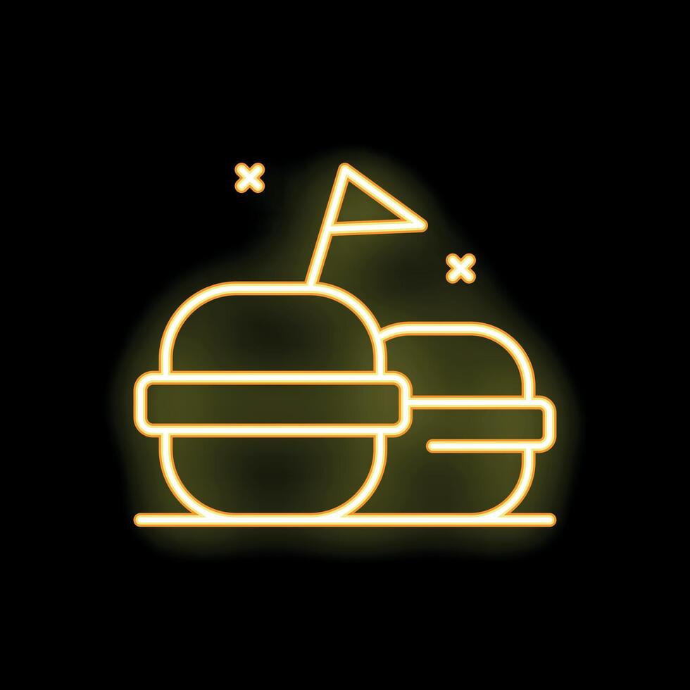 Neon style icon of macarons with flag representing french cuisine vector