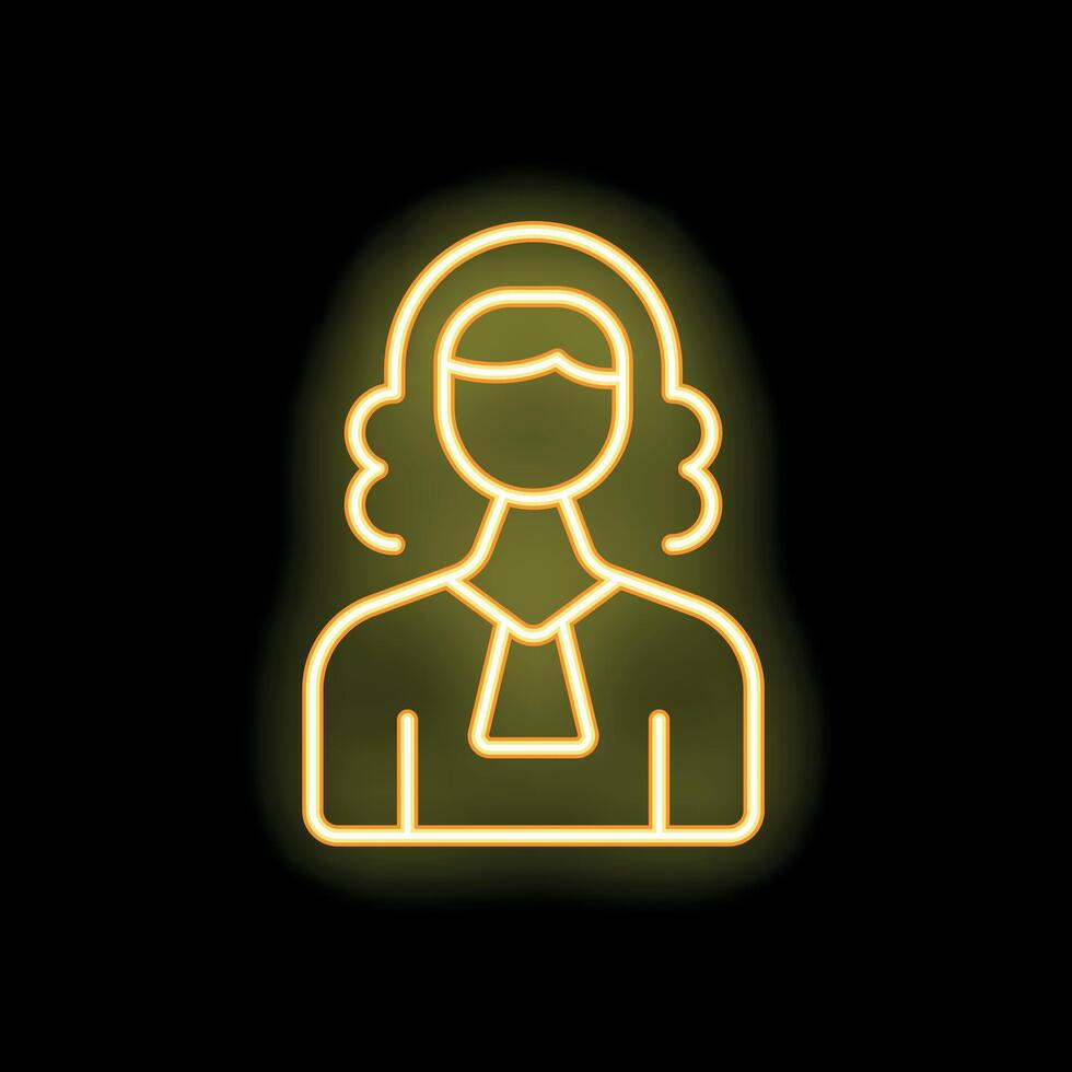 Neon icon of a judge wearing a traditional wig representing justice vector