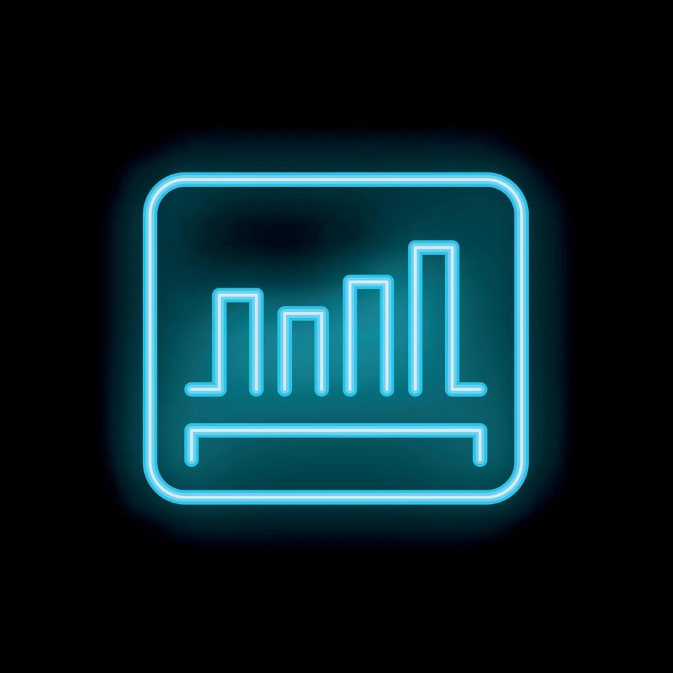 Neon blue graph increasing on black background vector