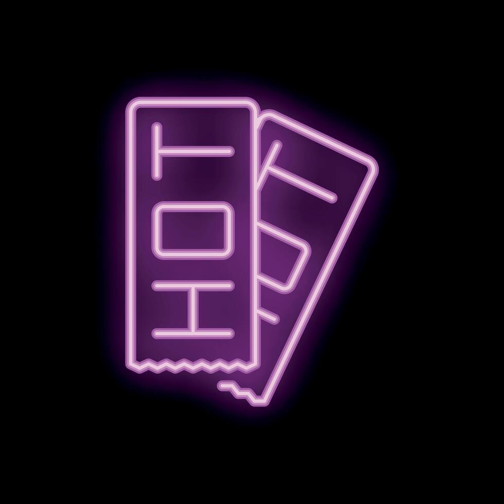 Neon tickets shining on black background vector