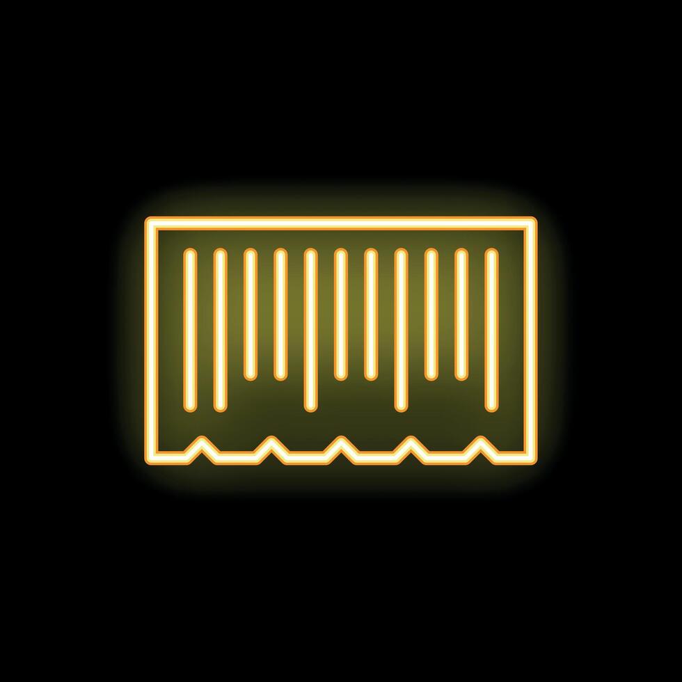 Glowing neon line barcode icon isolated on black background vector