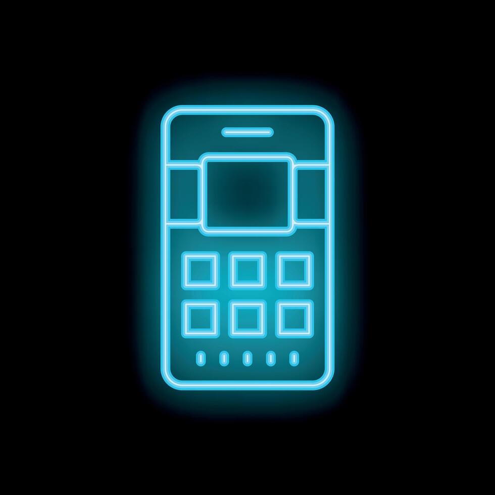 Neon pos terminal accepting contactless payment using nfc technology vector