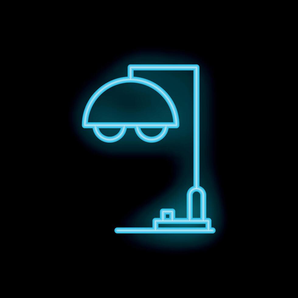 Blue neon sign of desk lamp shining in the dark vector
