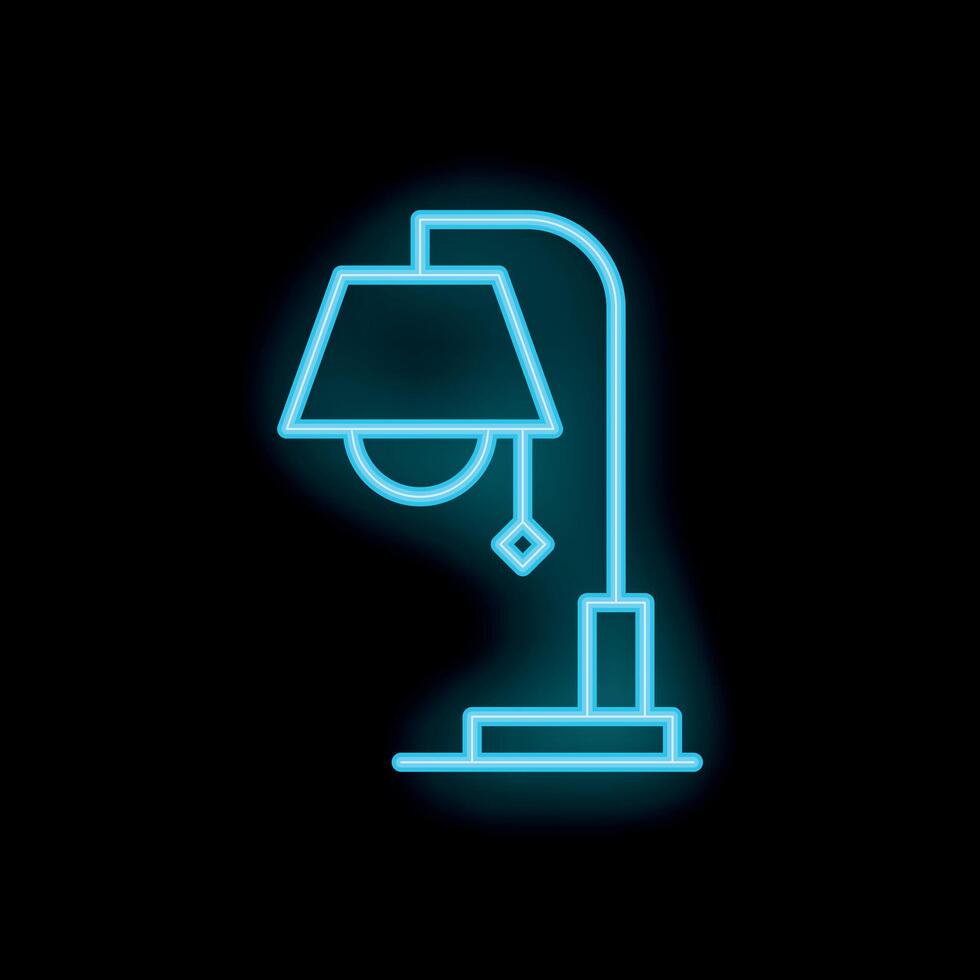 Blue neon desk lamp shining in the dark vector