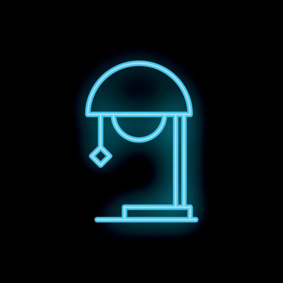 Blue neon sign of desk lamp shining in the dark vector