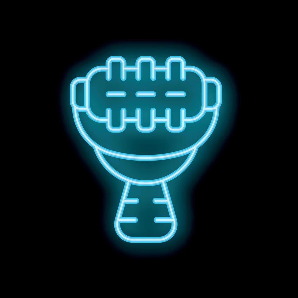 Neon sign of barbecue grill glowing on black background vector