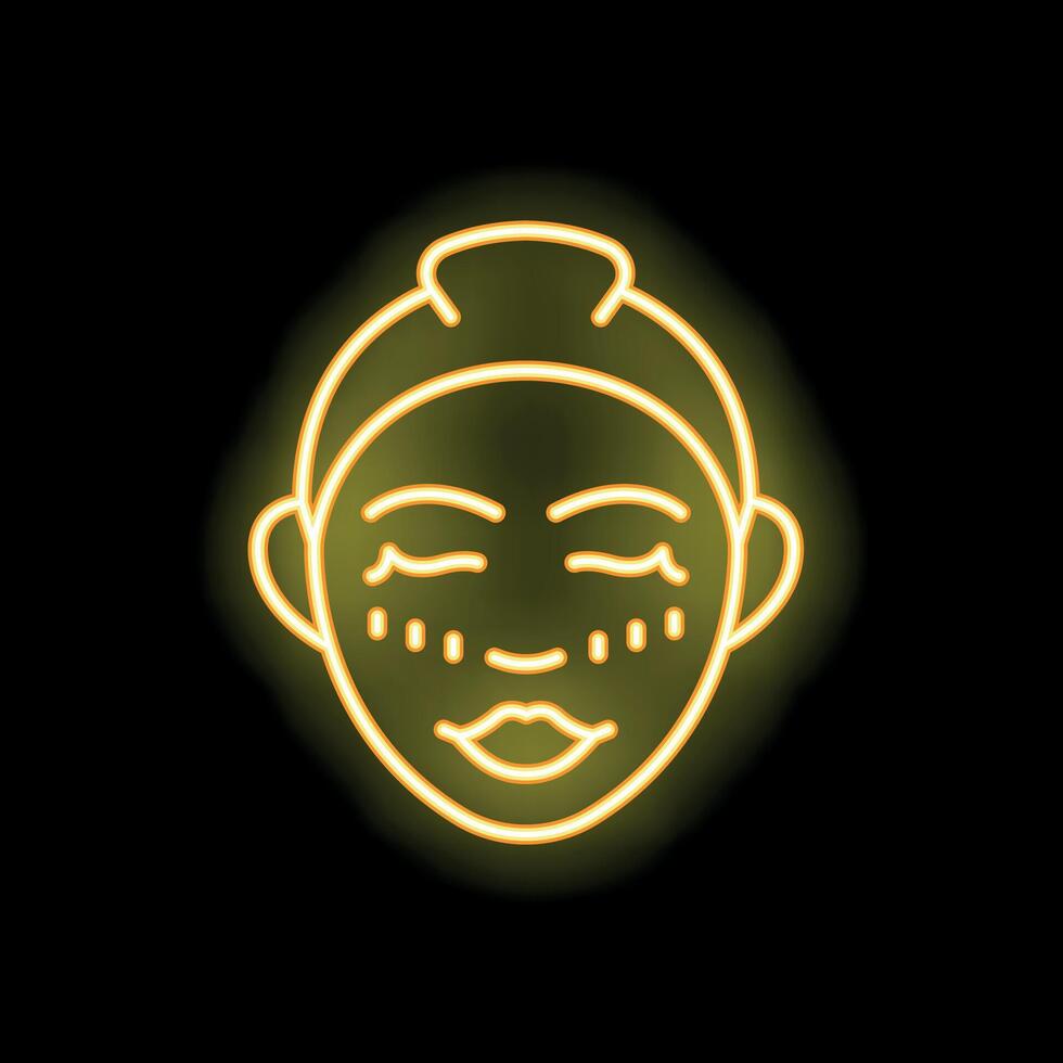 Woman wearing a cosmetic face mask in neon style vector