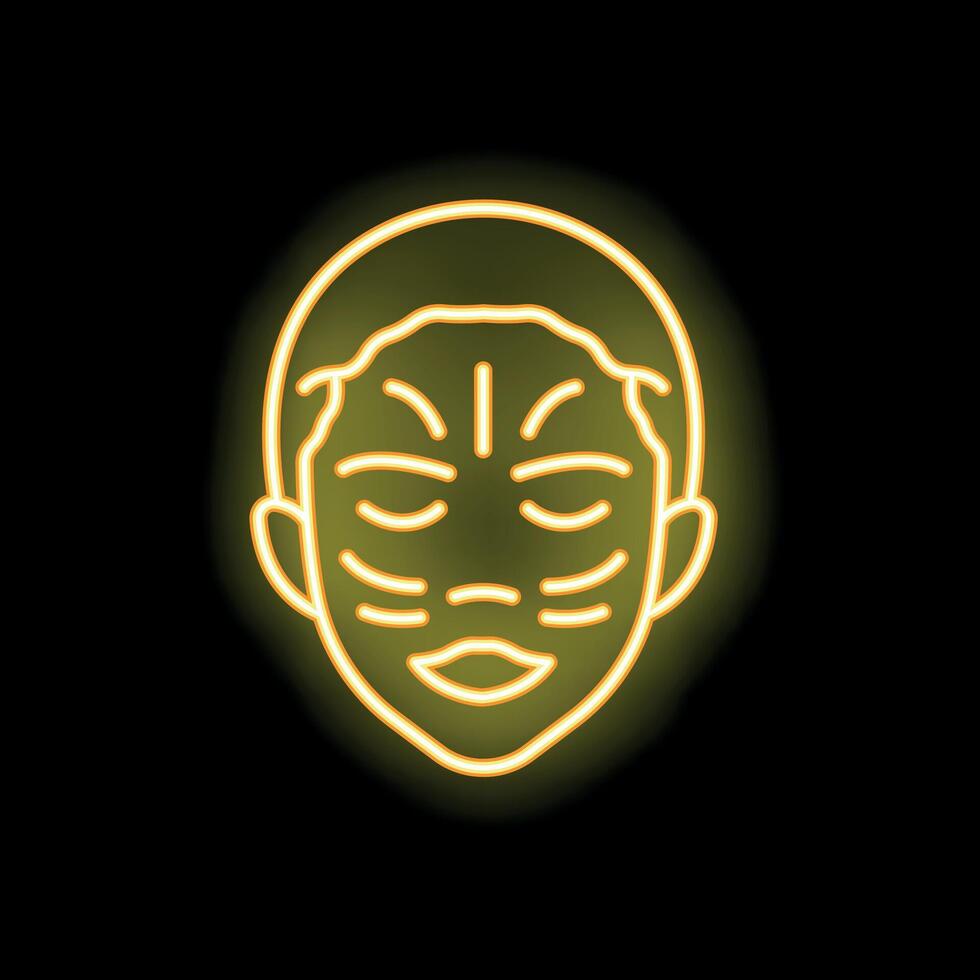 Woman applying cosmetic patches under her eyes neon sign vector