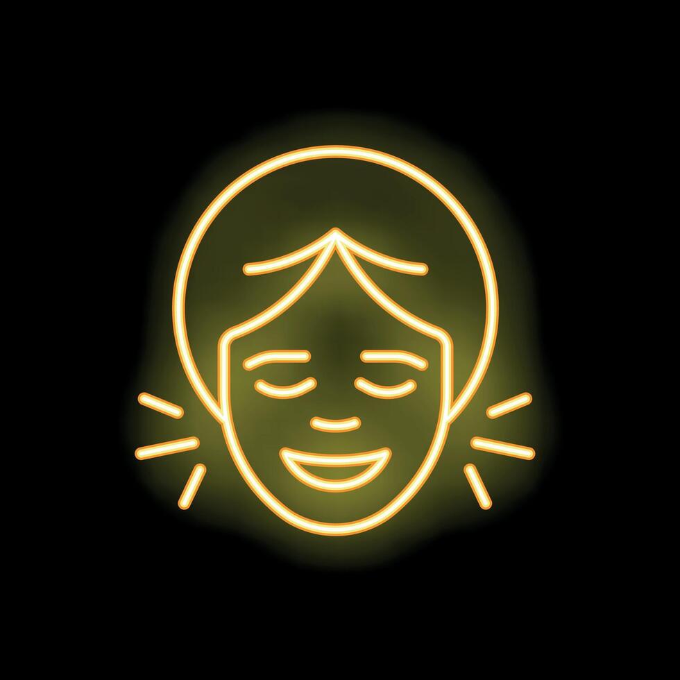 Neon sign representing a woman smiling and whispering a secret vector