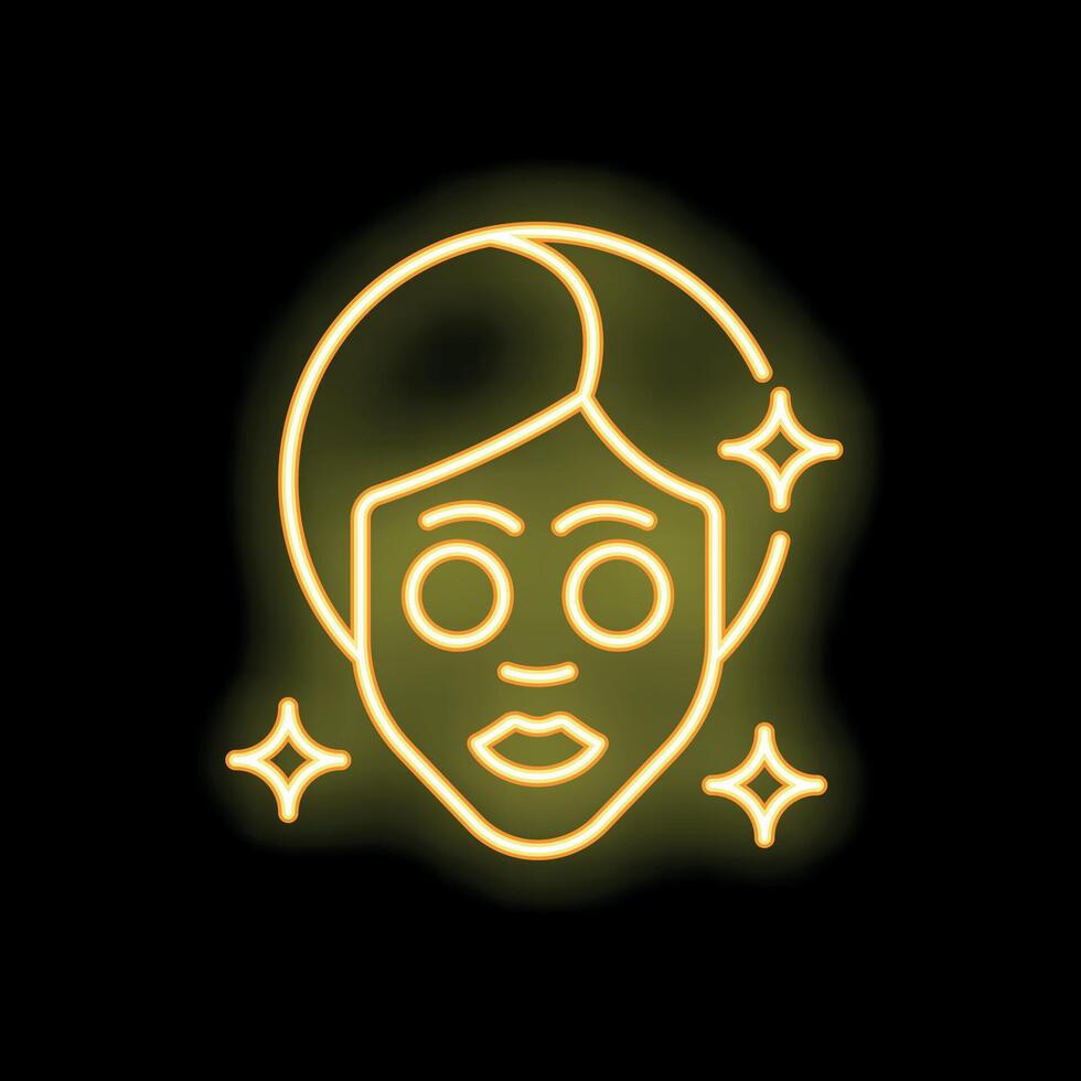 Woman wearing a face mask with neon light effect vector