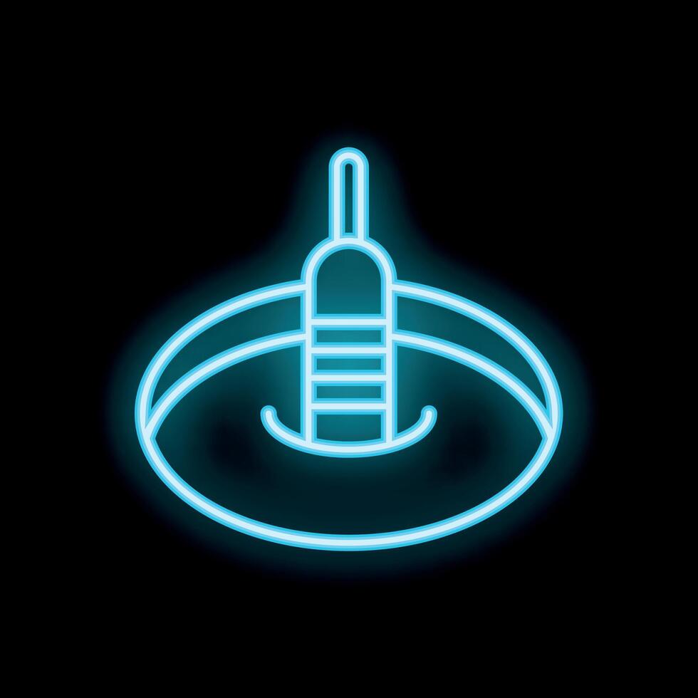 Neon sign of a playground roundabout spinning on black background vector