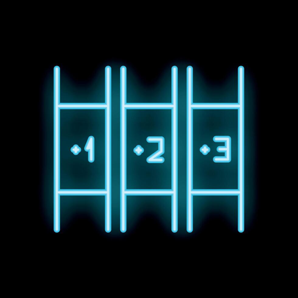 Glowing neon line queue icon isolated on black background illustration vector