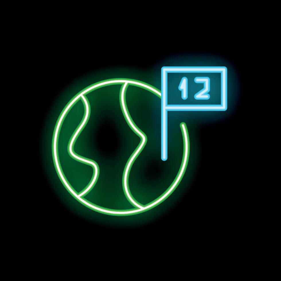 Neon icon of planet earth showing number twelve flag for climate change awareness vector