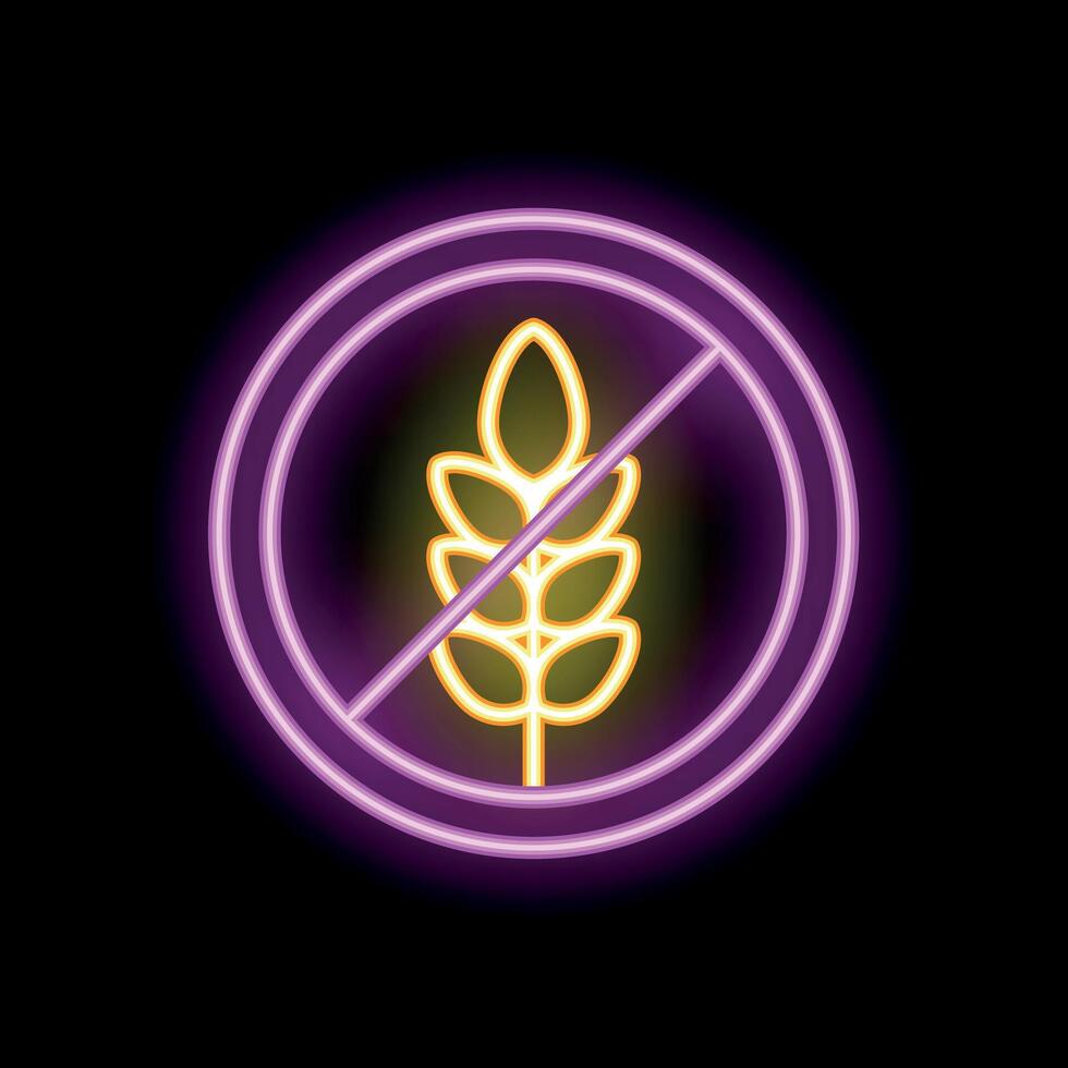Neon gluten free sign representing gluten intolerance dietary restriction vector