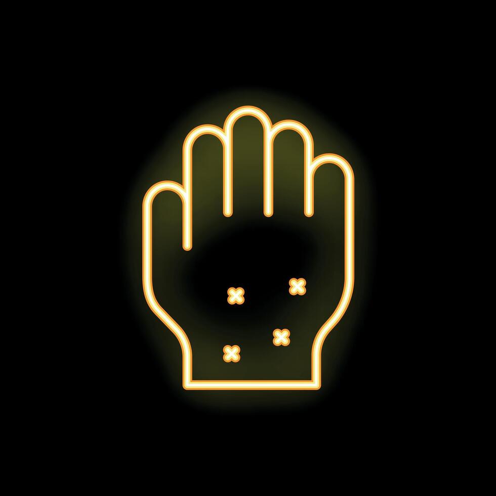 Neon yellow hand with rash icon showing skin allergy reaction vector