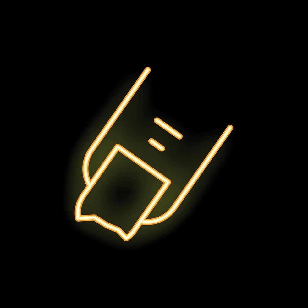 Neon yellow finger pressing touch screen icon on black background vector