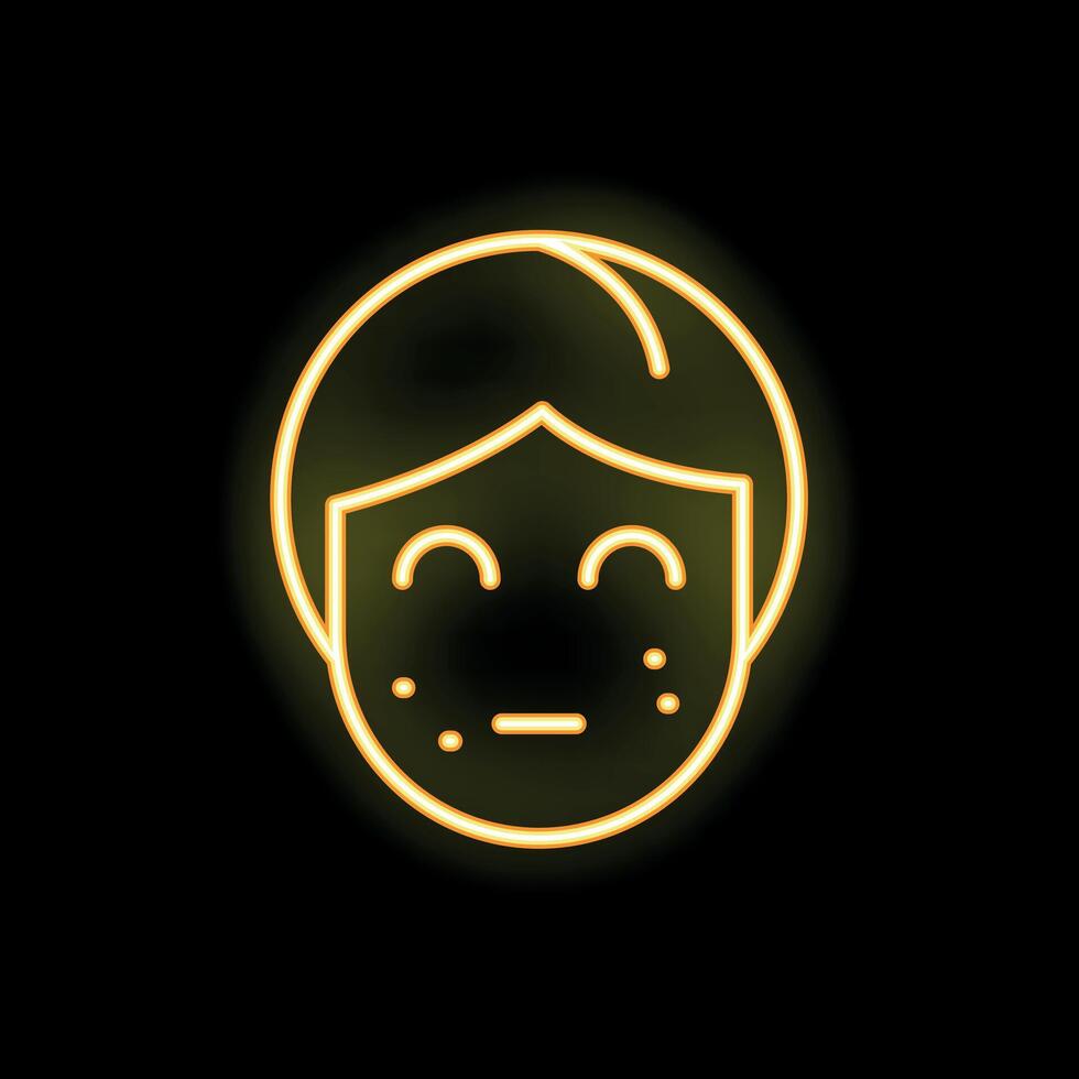 Neon icon of a face showing signs of acne vector