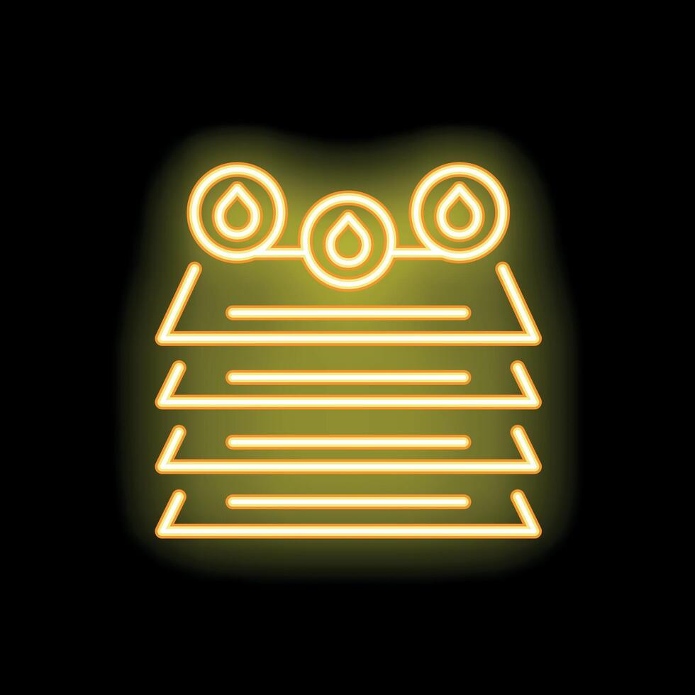 Neon yellow icon of water purification system showing filtering process vector