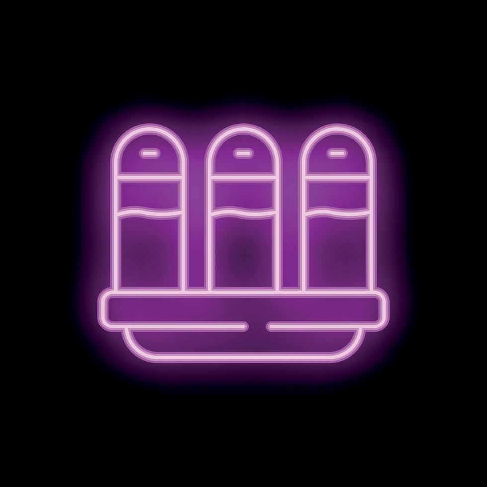 Neon sign representing salt, pepper, and other spices being displayed on a shelf vector